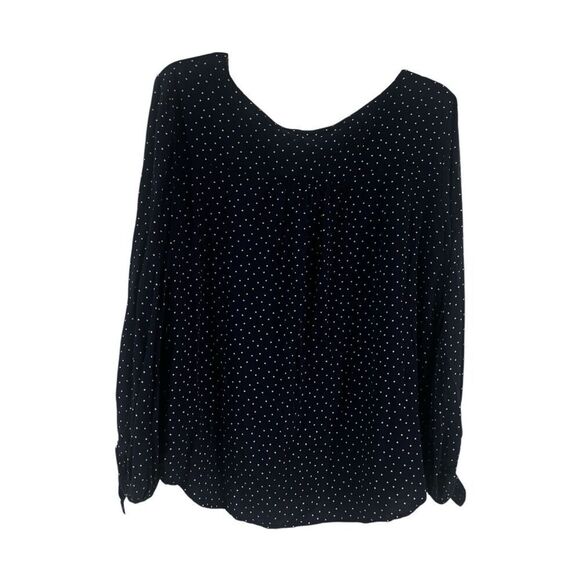 ✨Anthropologie Maeve Pernille Tie-Sleeve Navy Sz Medium Blouse✨ - Picture 6 of 8